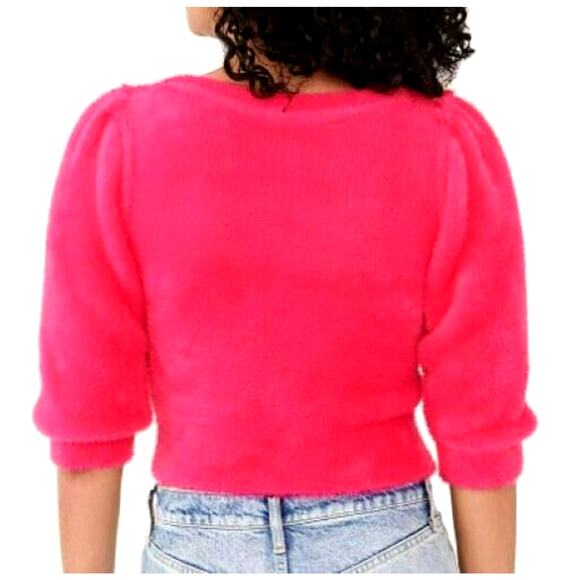 FREE PEOPLE Women's Medium Pink Moonbeam Pullover Sweater Super Soft Furry Fuzzy - Picture 2 of 10